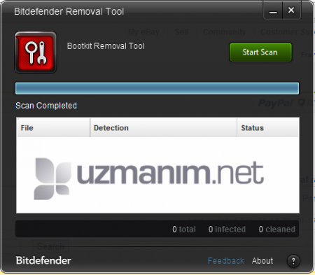 Rootkit temizleme - Bitdefender Removal Tool