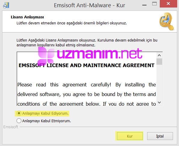 Emsisoft Anti-Malware kurulum
