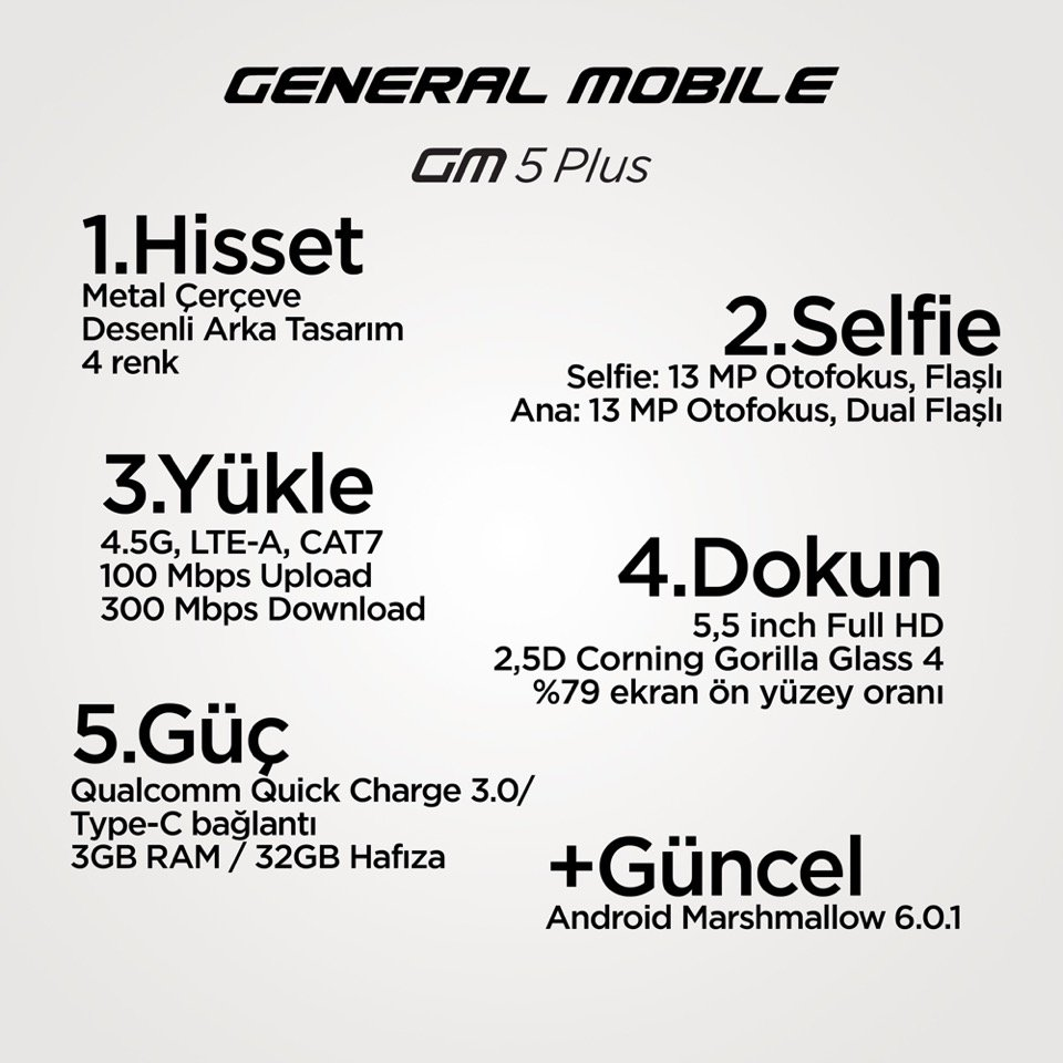 General Mobile 5 Plus Özellikleri 