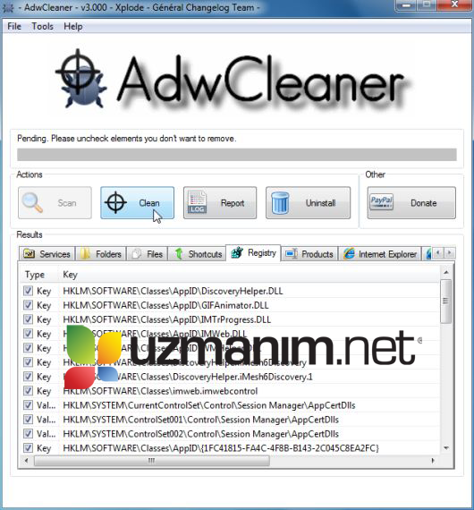 webssearches.com kaldırma - temizleme ekranı