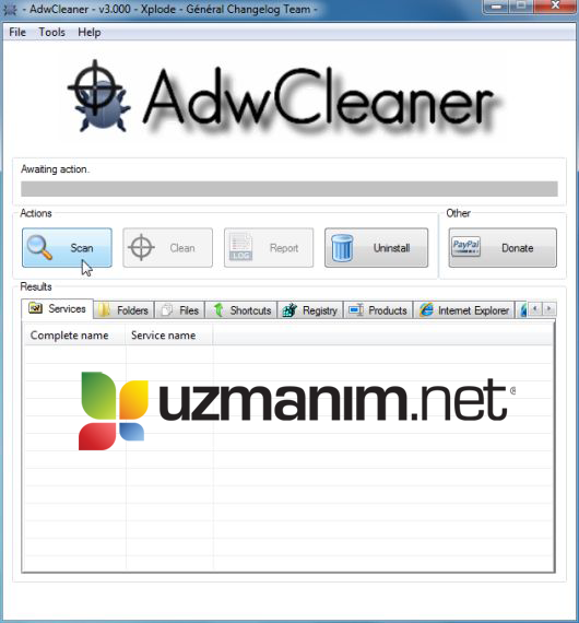 zzsearch.net kaldır - adw Cleaner