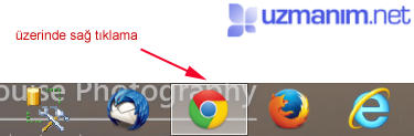 Görev çubuğu üzerindeki ​ Google Chrome, Firefox, Internet Explorer tarayıcı kısayol özelliklerine nasıl girerim? - Chrome kısayolu