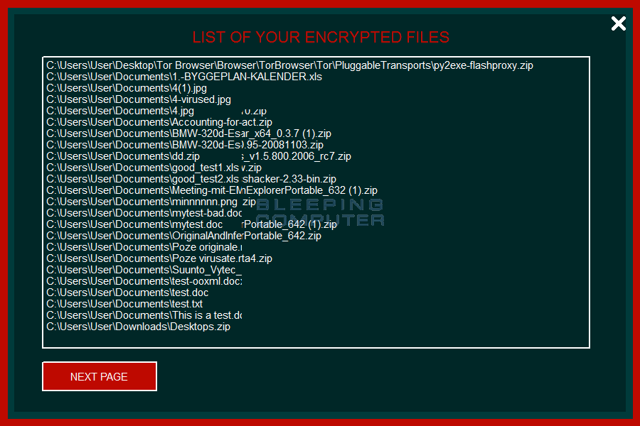 List encrypted files
