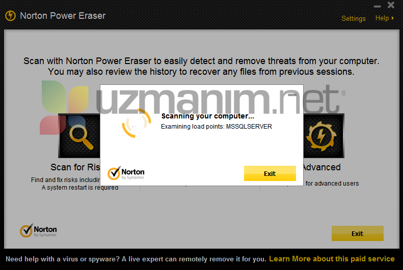 norton power eraser virüs rootkit malware temizleme