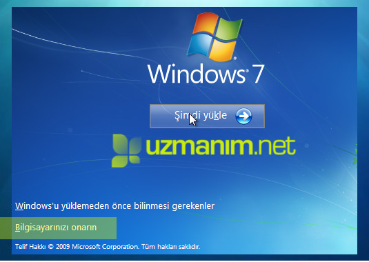 Windows 7 onarma -  bilgisayarınızı onarın