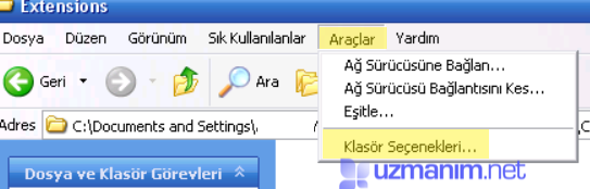 Windows XP Gizli dosya ve klasörleri göster - Araçlar